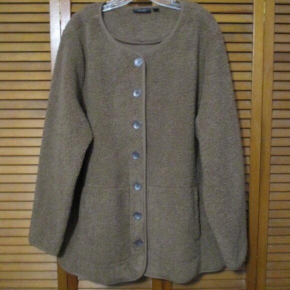 Susan Graver jacket mocha brown button down soft & stretchy with pockets size 2x - Picture 1 of 12